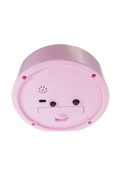 OEM Table clock with alarm, analog display, 1 x AA battery, pink dial, 120 x 120 x 40 mm, white background