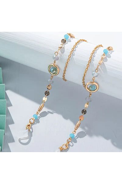 glasses accessory Glasses Chain Gold Colored Turquoise Stone Detailed Stylish Design Lumaks