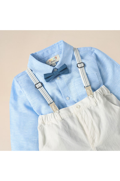 Juniors Bow Applique Shirt and Dungaree Set