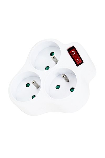 OEM Triple Triangular Socket Adapter With One Switch, 3680w, 16a, With Grounding
