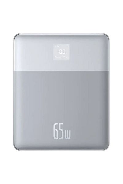 Baseus Baterie externă 2x Type-C, 65w, 12.000mah, Afișaj digital, Cablu inclus Type-C, Gri
