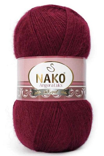 NAKO 5 Pieces Angora Luxury Hand Knitting Yarn 1238 Crimson Claret Red