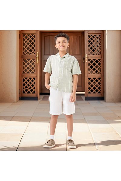 Juniors Striped Shirt and Solid Shorts Set
