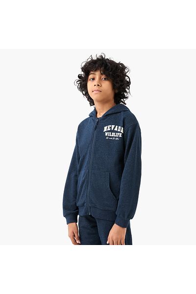 Juniors Typographic Print Hooded Sweatshirt and Joggers Set