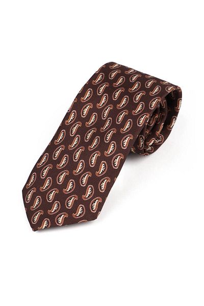 Bursa İpek Brown Patterned Silk Tie Set