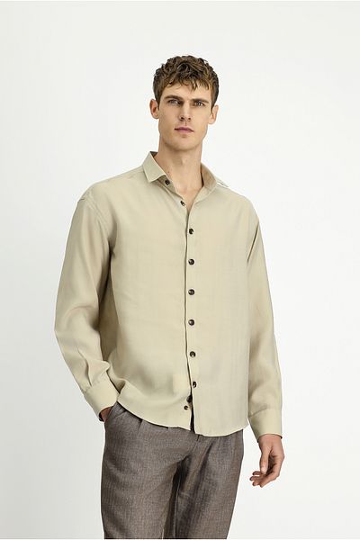 Kiğılı Long Sleeve Oversize Lyocell Blend Shirt