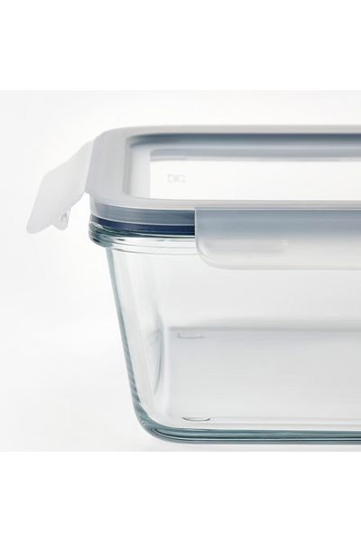 IKEA Food container with lid, square glass/plastic, 600 ml