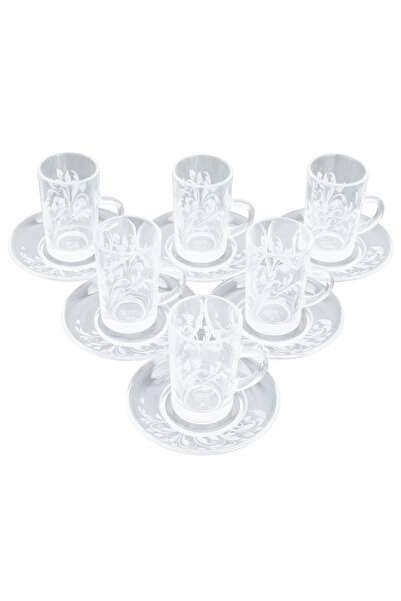 Generic Al Saif Gallery glass jars and saucer set, 12 pieces, 100 ml - Clear