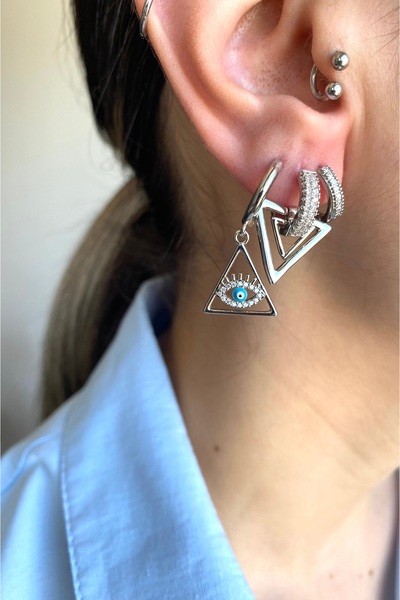milayk Daily Minimal Earring Combination Silver