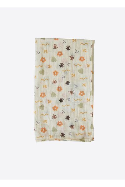 kitikate Organic Flory Muslin Blanket Natural