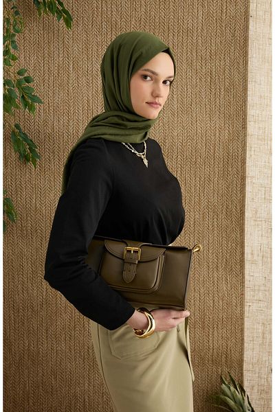 Fatma Atasoy Cotton Khaki Aerobin Shawl