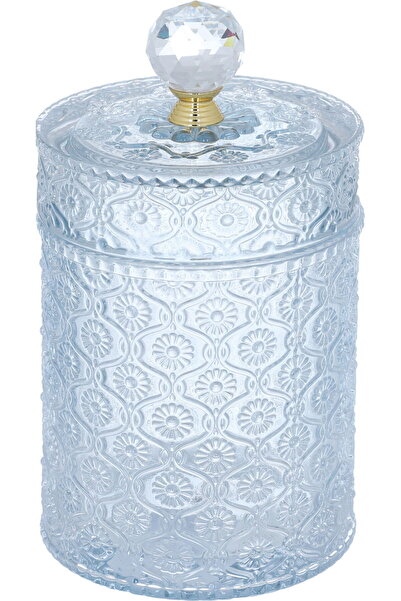Alsaif Gallery Glass Sugar Bowl, Al Saif Gallery, 19×10.5×10.5 cm - Light Blue