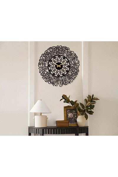 seasons box Islamic Acrylic Wall Clock - Black Design Ayat Al-Kursi