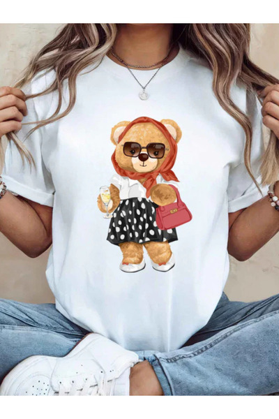 Sarah's Boutique Tricou de damă – 100% bumbac – Ursuleți de pluș „ITALY SUMMER”