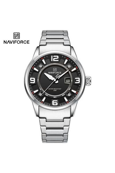 Naviforce Men's Analog Watch – 43mm Stainless Steel Strap, Date Display, Classic Waterproof Design