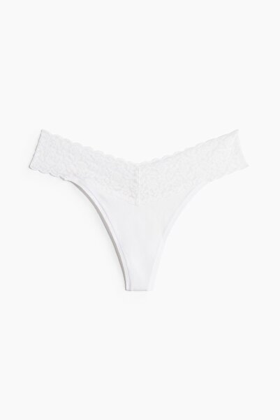H&M 3’lü Pamuklu ve Dantelli Thong Külot