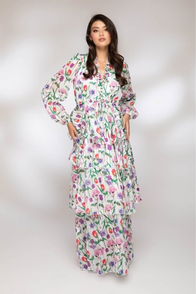Atmosphere Fashion Rochie lungă din voal imprimat