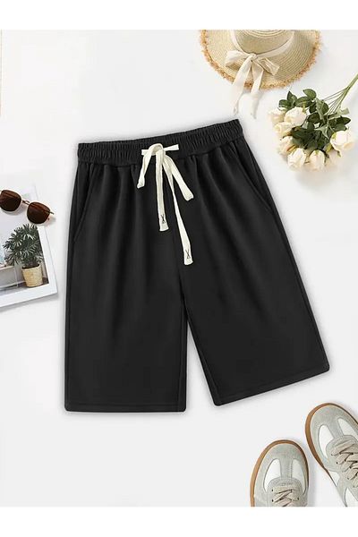 CANDERO Women's Black Shorts Plus Size Oversized Sweatpants Sports Casual Wear Quality Stylish Appearance Yus