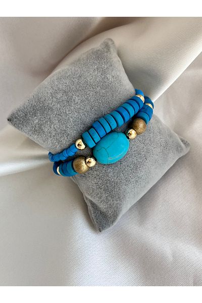 COCOSH TAKI Multi-Design Bracelet with Turquoise Blue Beads