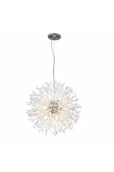 LED CONCEPT Chandelier with lampshades, gray, round, 60x60x100cm, bulb type 16xG9