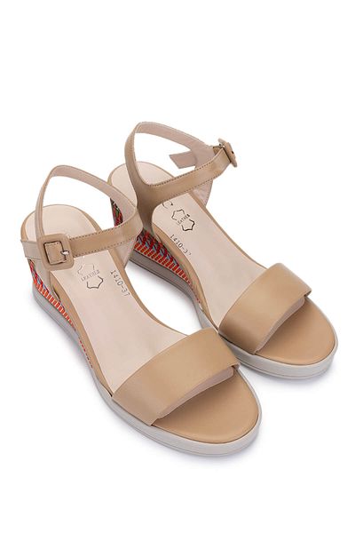 Tamer Tanca Women's Genuine Leather Camel Heeled Shoes