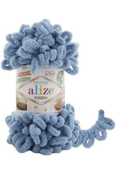Alize Puffy Hand Knitting Yarn 1PC (Color Medium Blue no. 280)