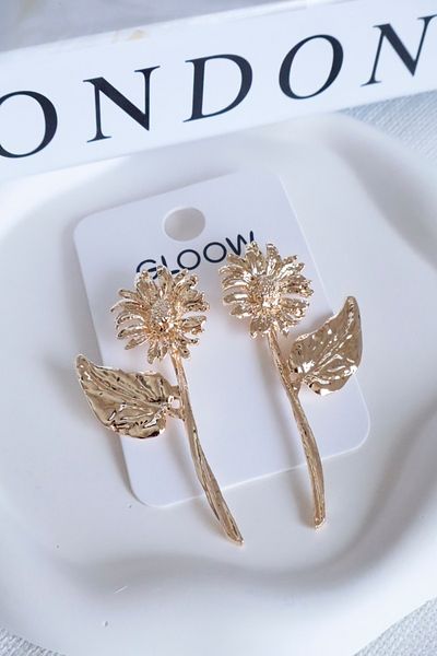 DEMOKAN Women's Earrings Long Sunflower 8cm Earrings