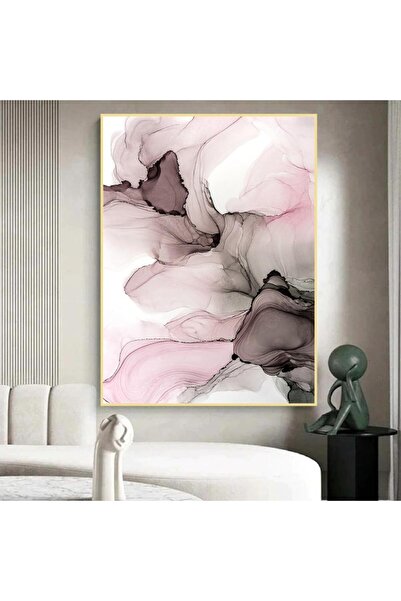 Marktna لوحة قماشية بتصميم الفن التجريدي مع برواز ذهبي مجوف