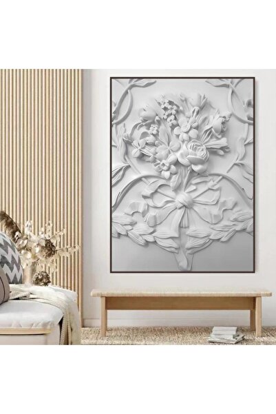 SND لوحة جدارية قماشية مطبوعة بتصميم اللوحة الجبسية مع برواز شامبين مجوف