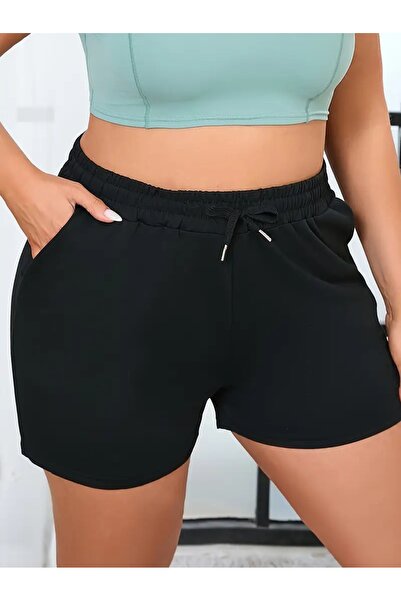 CANDERO شورت أسود نسائي مقاس كبير بنطال رياضي فضفاض ملابس رياضية مريحة ذات جو...