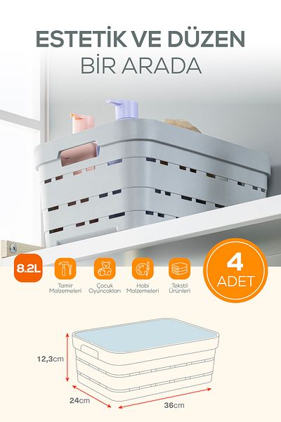 Vienev Перфорирана кутия за съхранение от 4 части, 8,2 литра, антрацит
