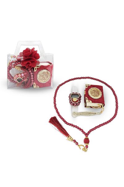 Yeşilipek Hediyelik Kutulu Mini Kur'an İnci Tesbih ve Taşlı Zikirmatik Seti B...