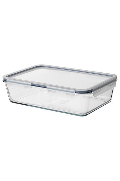 IKEA Food container with lid, rectangular/glass plastic, 3.1 l