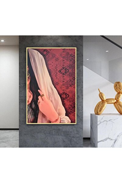 SND لوحة قماشية بتصميم فتاة مع برواز ذهبي مجوف