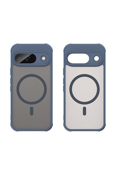 SKYDDAR INNOVATION Carcasă pentru Google Pixel 9, HaloFrost MagSafe II, antișoc, set de autocolante, albastru marin