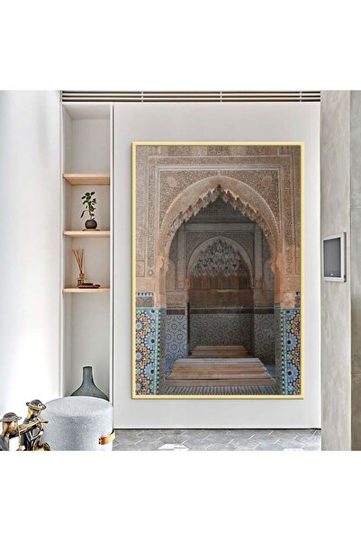 4gdran لوحة قماشية بتصميم اسلامي مع برواز خشبي مخفي