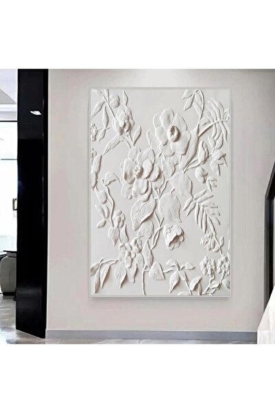 Marktna لوحة جداربة قماشية مطبوعة بتصميم اللوحة الجبسية مع برواز فضي مجوف