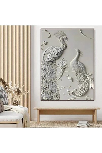 SND لوحة جداربة قماشية مطبوعة بتصميم اللوحة الجبسية مع برواز شامبين مجوف