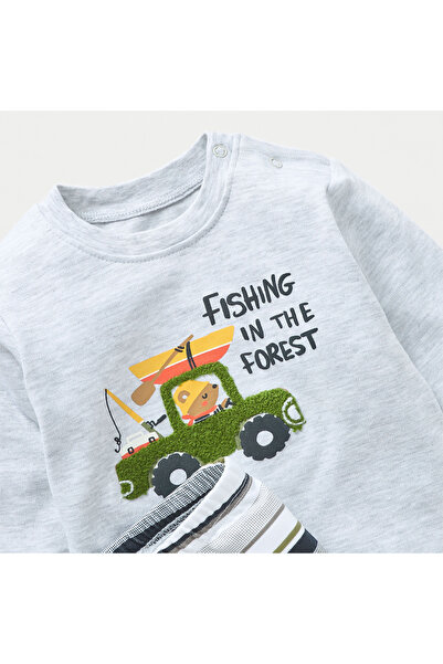 Juniors Applique Detail T-shirt and Striped Pyjama Set