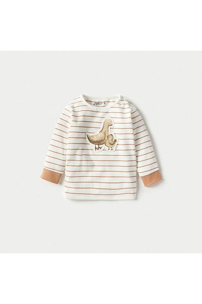 Juniors Duck Applique Long Sleeve T-shirt and Elasticated Pyjama Set