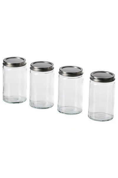 IKEA Spice jar, clear glass/stainless steel, 35 cl 4 pack