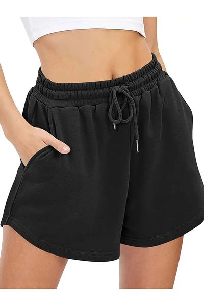 CANDERO Women's Black Shorts Plus Size Oversized Sweatpants Sports Casual Wear Quality Stylish Appearance Yus