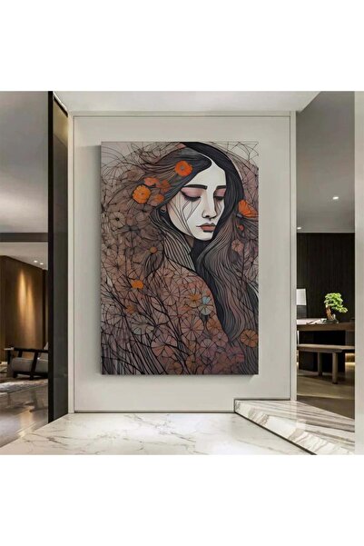 4gdran لوحة قماشية بتصميم فتاة مع برواز خشبي مخفي