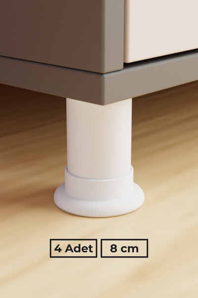 wooden lane studio Beyaz 8 cm 4’lü Mobilya Koltuk Baza Masa Ofis Dolap Ayağı ...