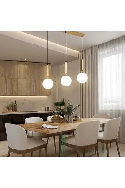 LED CONCEPT Chandelier with lampshades, golden, linear, 60x15x100cm, bulb type 3xE27