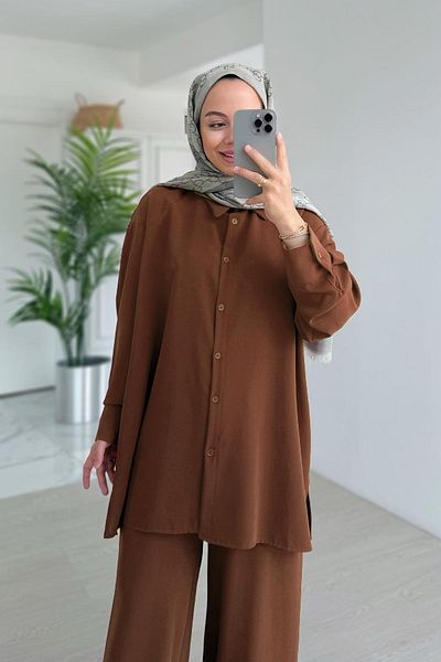 Ka Hijab Πέρλι Σετ - Καφέ