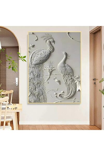 SND لوحة جداربة قماشية مطبوعة بتصميم اللوحة الجبسية مع برواز ذهبي مجوف