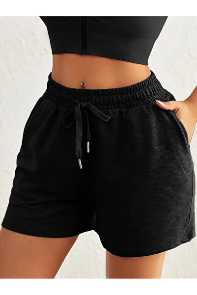 CANDERO Γυναικείο μαύρο σορτς Plus Size Battal Sweatpants Fitness Casual Ρούχ...