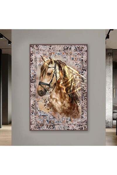 Marktna لوحة قماشية بتصميم حصان مع برواز شامبين مجوف