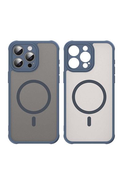 SKYDDAR INNOVATION Husă pentru iPhone 15 Pro, HaloFrost MagSafe II, rezistentă la șocuri, set de autocolante, albastru marin